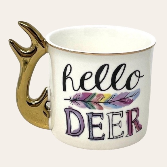 🌺 Tri-Coastal Jessica Flick "Hello Deer" Holiday Gold Coffee Mug - Picture 2 of 6
